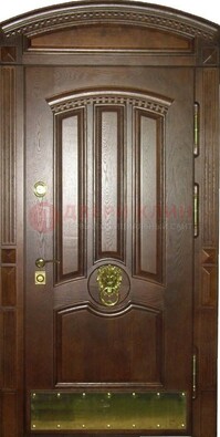 Хорошая стальная арочная дверь с декоративным элементом ДА-23 в Мурманске