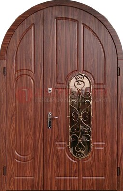 Арочная двухстворчатая стальная дверь Винорит ДА-54 в Мурманске