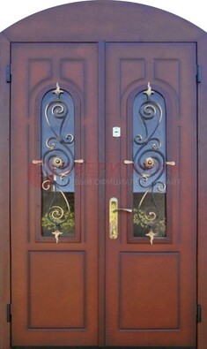 Двухстворчатая стальная дверь Винорит в форме арки ДА-55 в Мурманске