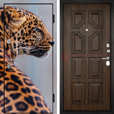 Металлическая дверь с фотопечатью леопарда ДФ-26 в Мурманске