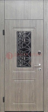 Металлическая дверь Винорит стекло и ковка с фрамугой ДФГ-33 в Мурманске