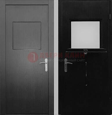 Черная стальная дверь в кассу ламинат внутри ДКС-3 в Мурманске