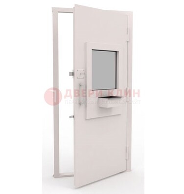 Белая металлическая дверь в кассу с нитроэмалью ДКС-4 в Мурманске