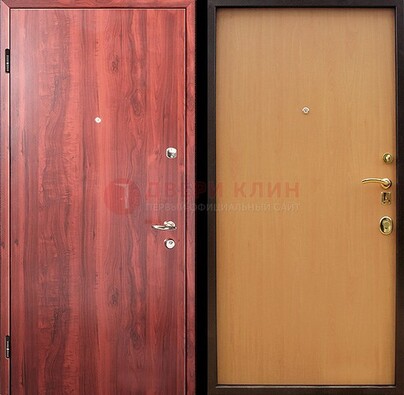 Красная железная дверь с ламинатом ДЛ-3 в Мурманске