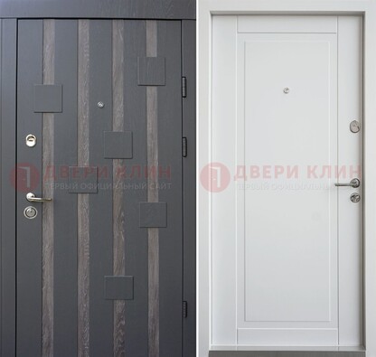 Темная металлическая дверь c белом МДФ внутри ДМ-231 в Мурманске