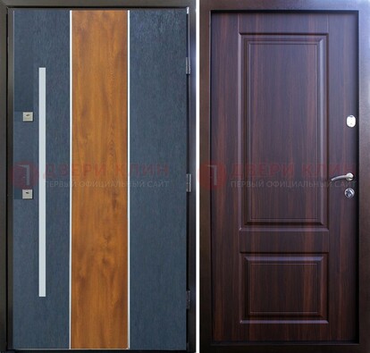Современная входная дверь и с коричневой МДФ внутри ДМ-236 в Мурманске