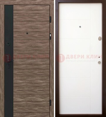 Коричневая входная дверь с черной вставкой МДФ ДМ-239 в Мурманске