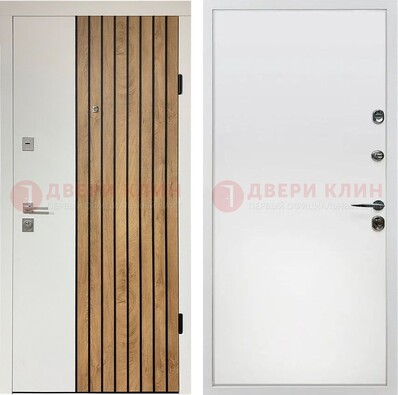 Белая с коричневой вставкой филенчатая дверь МДФ ДМ-278 в Мурманске