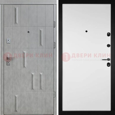 Серая стальная дверь с рисунком МДФ и внутри Белый ясень ДМ-280 в Мурманске