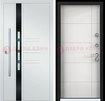 Металлическая дверь в белом цвете с МДФ ДМ-323 в Мурманске