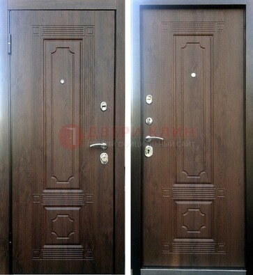 Коричневая металлическая дверь с МДФ ДМ-32 на дачу в Мурманске