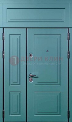 Синяя металлическая дверь с МДФ и верхней фрамугой ДМ-339 в Мурманске
