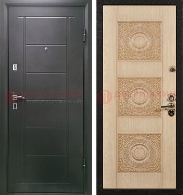 Темная железная дверь с МДФ в квартиру ДМ-344 в Мурманске