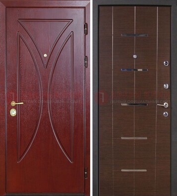 Темно-красная железная дверь с МДФ ДМ-370 в Мурманске