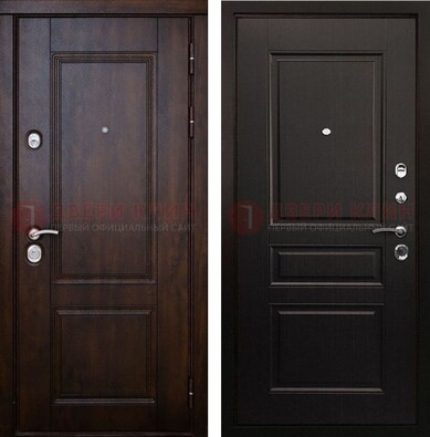 Классическая железная дверь с темными МДФ панелями ДМ-390 в Мурманске