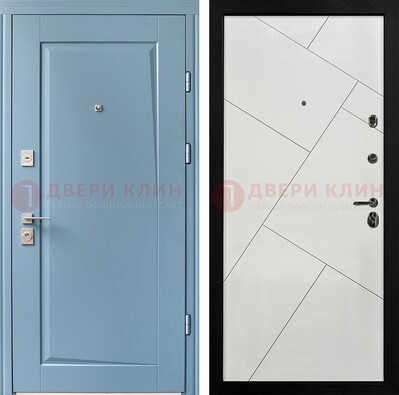 Синяя железная дверь с МДФ панелями ДМ-491 в Мурманске