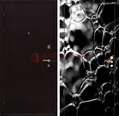 Черная стальная дверь с порошковым окрасом с фотопечатью ДП-158 в Мурманске