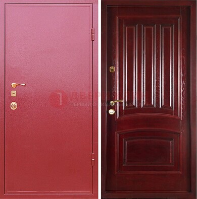 Красная металлическая дверь с порошковым напылением ДП-165 в Мурманске