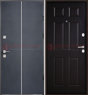 Железная дверь с порошковым покрытием и отделкой Темный орех внутри ДП-211 в Мурманске