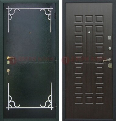 Темная входная дверь с порошковым покрытием и МДФ венге ДП-223 в Мурманске