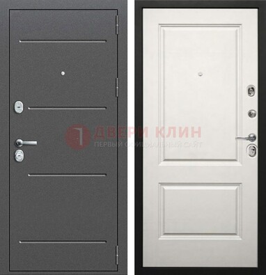 Серая стальная дверь с порошковым покрытием и светлой МДФ ДП-266 в Мурманске