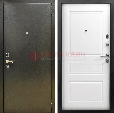 Входная дверь Темное серебро с порошковым напылением и белой МДФ ДП-272 в Мурманске