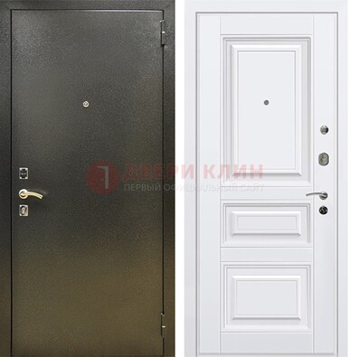 Железная темно-серая дверь с порошковым напылением и белой МДФ ДП-274 в Мурманске