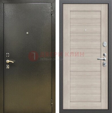 Стальная темно-серая дверь с порошковой отделкой и МДФ панелью ДП-278 в Мурманске