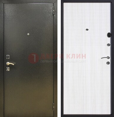 Стальная темно-серая дверь с порошковой отделкой и МДФ Белый ясень ДП-279 в Мурманске