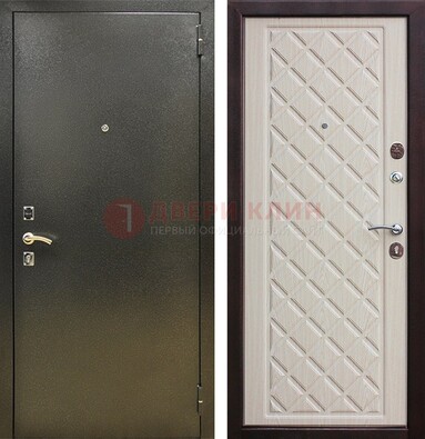Темно-серая железная дверь с порошковым покрытием и филенчатой МДФ ДП-289 в Мурманске