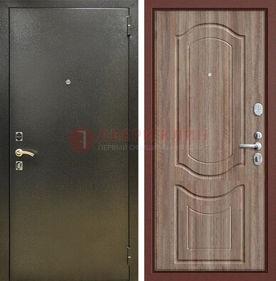 Темно-серая входная дверь с порошковым покрытием и коричневая МДФ ДП-290 в Мурманске