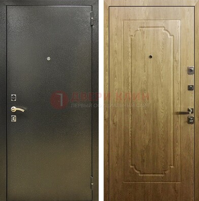 Темно-серая входная дверь с порошковым покрытием и МДФ Золотой дуб ДП-291 в Мурманске
