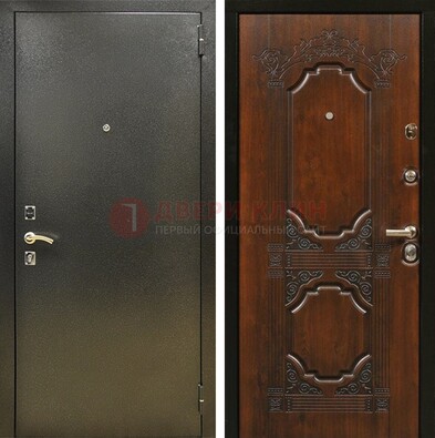 Входная дверь Темное серебро с порошковым покрытием и МДФ с узором ДП-293 в Мурманске