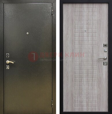 Железная темная дверь с порошковым покрытием и филенчатой МДФ ДП-297 в Мурманске