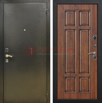 Металлическая входная темная дверь с порошковым напылением и МДФ ДП-299 в Мурманске
