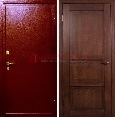 Красная железная дверь с порошковым окрасом ДП-58 в Мурманске