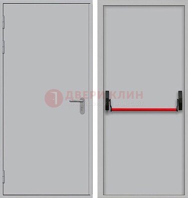 Белая металлическая противопожарная дверь с длинной ручкой ДПП-14 в Мурманске