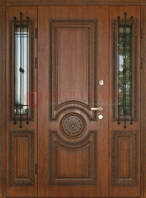 Парадная распашная стальная дверь Винорит со стеклом ДПР-106 в Мурманске
