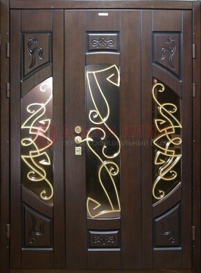 Парадная дверь со стеклом и ковкой ДПР-1 в каркасный дом в Мурманске