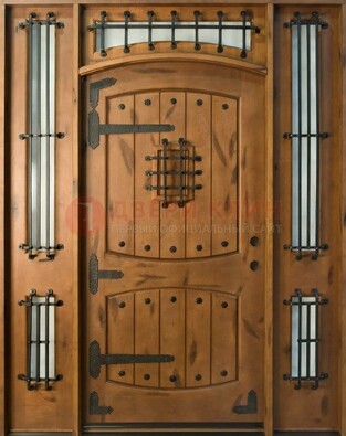 Парадная дверь с коваными элементами ДПР-68 в коттедж в Мурманске