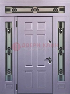 Филенчатая железная парадная дверь с фрамугами ДПР-82 в Мурманске