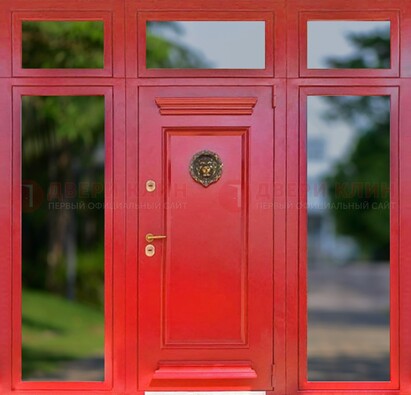 Красная парадная дверь для частного дома ДПР-88 в Мурманске