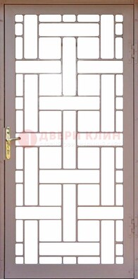 Коричневая металлическая решетчатая дверь для дома ДР-47 в Мурманске