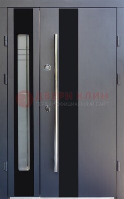 Серая стальная дверь со стеклом ДС-11 в Мурманске