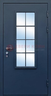 Темная металлическая дверь порошок со стеклом ДС-34 в Мурманске