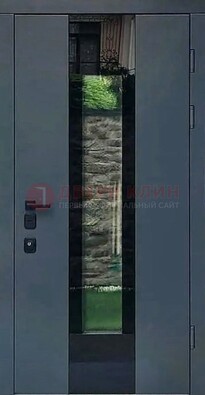 Современная дверь со стеклом для коттеджа ДС-40 в Мурманске