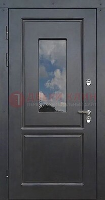 Чёрная металлическая дверь со стеклом ДС-77 в Мурманске