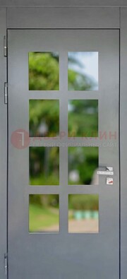 Серая металлическая дверь со стеклом ДС-78 в Мурманске