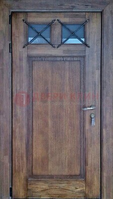 Металлическая дверь с Виноритом со стеклом и ковкой под старину ДСК-209 в Мурманске