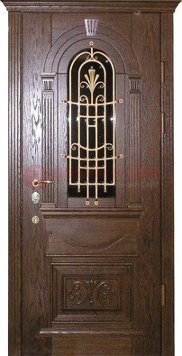 Железная дверь со стеклом и ковкой в классическом стиле ДСК-23 в Мурманске